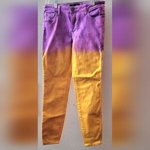 Kut Kloth Tie-dye Ombre Pants Purple Yellow Sz 4